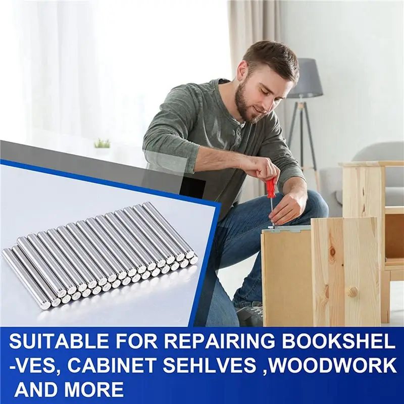 64 Pieces 5 Mm X 40 Mm Shelf Brackets Pegs Shelves Dowel Pins Stainless Steel Shelf Pins Metal Bookshelf Pegs Support