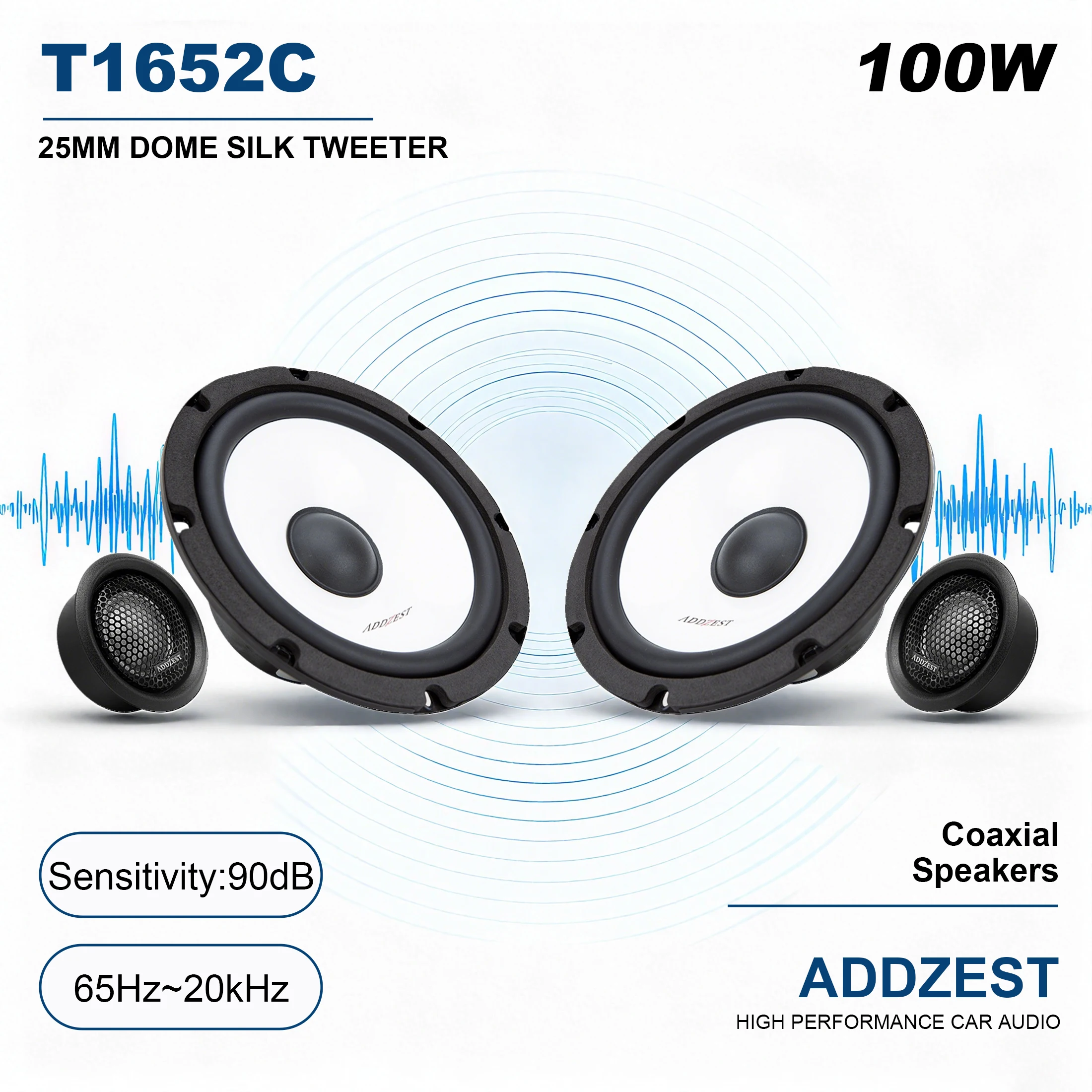 

2X 6,5-дюймовые автомобильные дверные динамики, пиковая мощность 100 Вт, замена автомобильных аудиодинамиков, гибридный объемный звук, полипропиленовый конус
