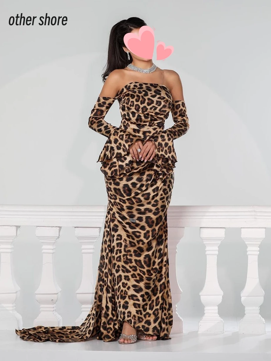 Other Shore Elegant Vintage Sexy Leopard Print Mermaid Boat Neck Customize Formal Occasion Prom Dress Evening Party Gowns