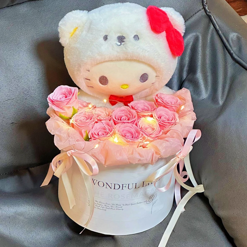 น่ารัก Loopy ตุ๊กตา Plush Rose Bouquet Hello Kitty Cinnamoroll อะนิเมะการ์ตูนช่อดอกไม้ตกแต่งแฟน Graduate เทศกาลของขวัญ