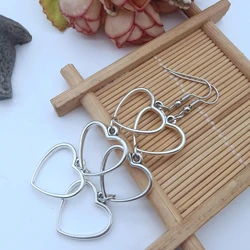 Gothic Dark Style Heart Earrings Rock Metal Jewellery Design Dangle Earring For Women Girl Kpop Punk Folk Art Eardrop Gifts