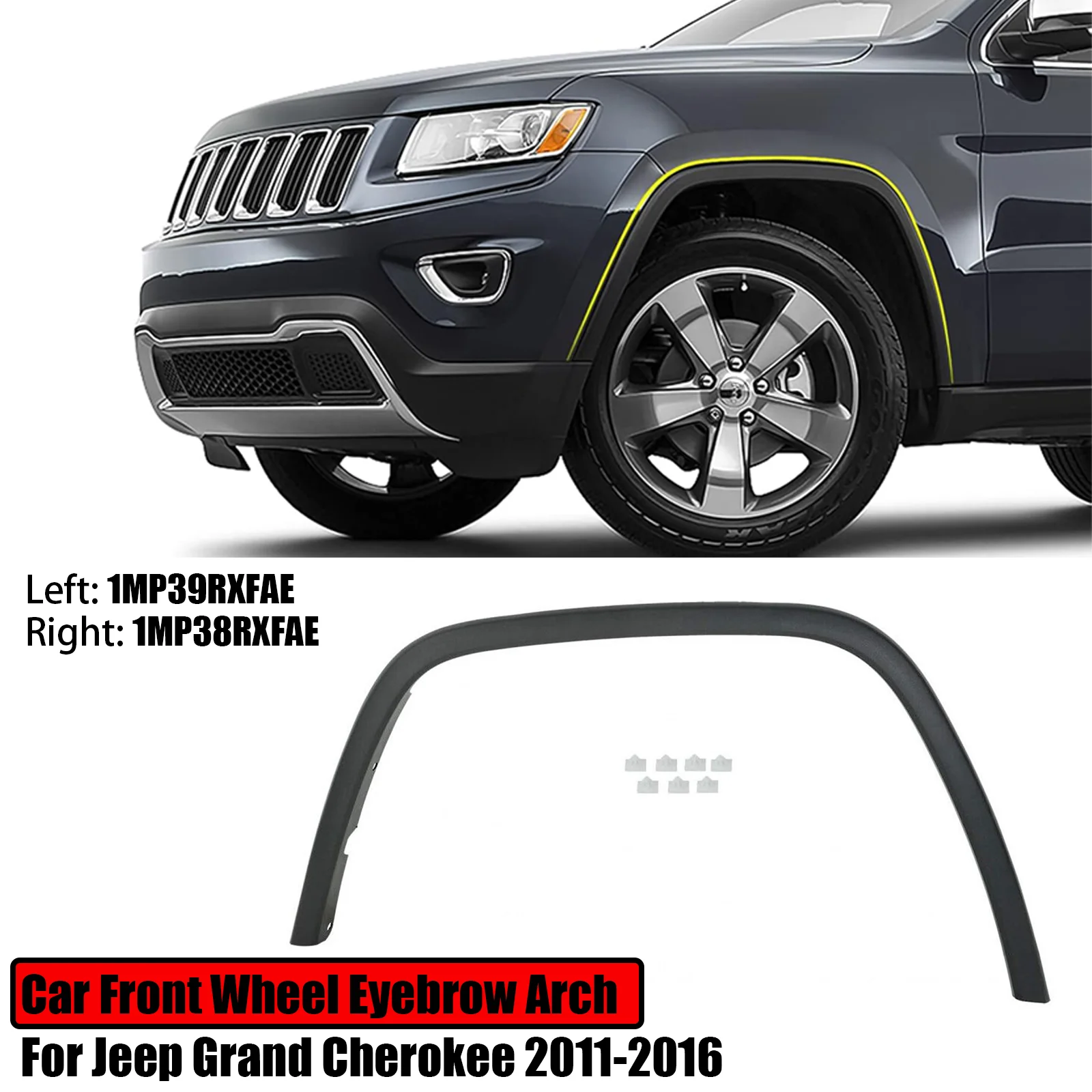 

Car Front Wheel Eyebrow Arch Molding For Jeep Grand Cherokee 2011-2016 Fender Trim Left/Right 1MP39RXFAE 1MP38RXFAE Replacement