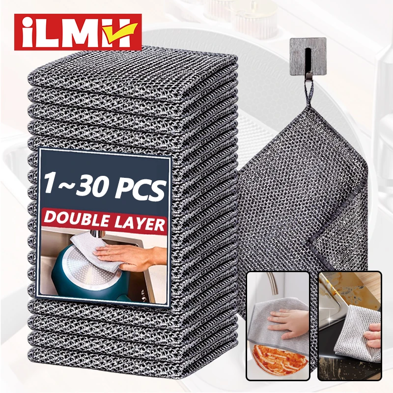 Magic Cleaning Cloth Multipurpose Wire Miracle Cleaning Cloth Innovative Dishwashing Net Hand Towel for Kitchen Dishwashing Grid