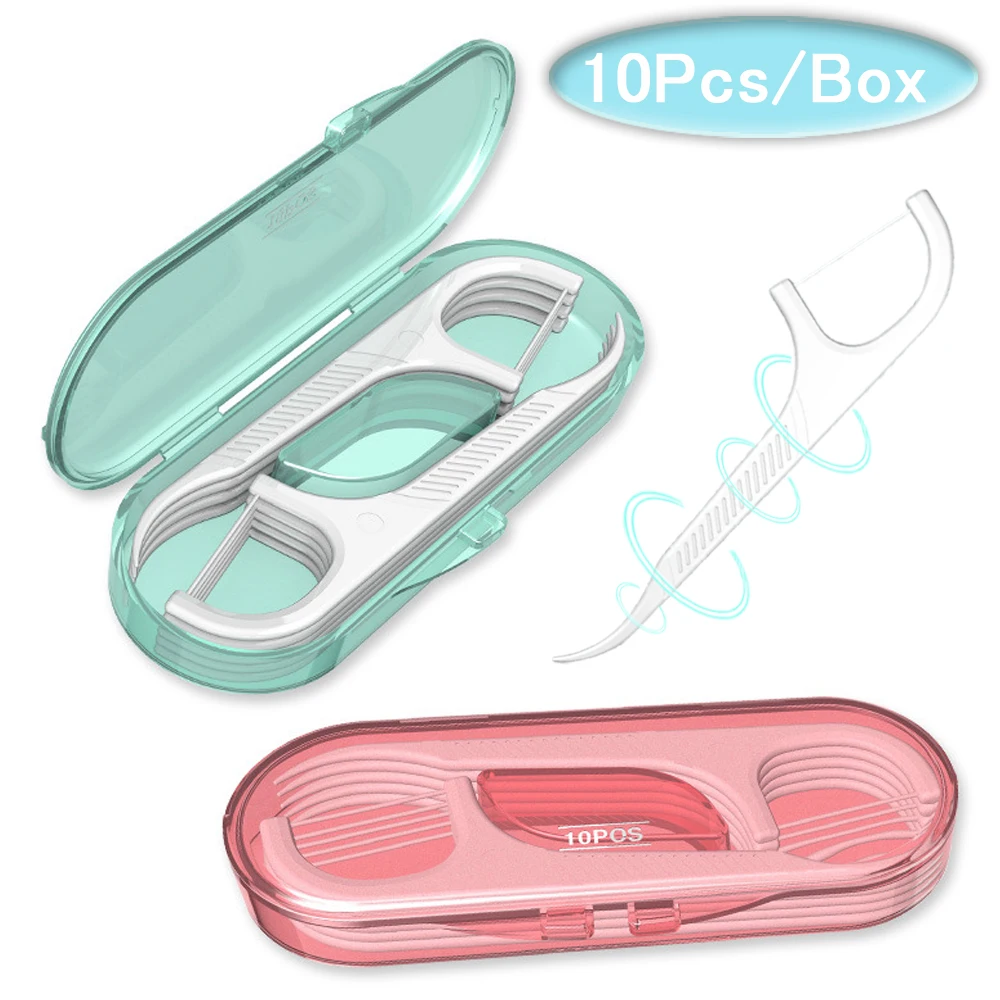 10Pcs/Box Dental Floss  Reusable Floss Toothpick Set Interdental Brush Dental  easy to use Floss Pick Portable Toothpick