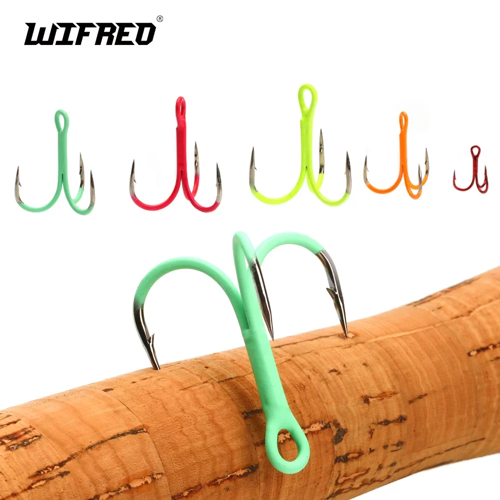 

Wifreo 5pcs High Carbon Steel Treble Hooks Round Bend Triple Fishhook Fishing Lure Saltwater jigging Fishing Hook 14#-3/0#