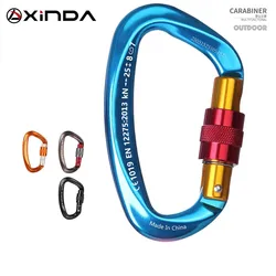 XINDA-mosquetón profesional de escalada en roca, bloqueo de puertas de tornillo en forma de D, equipo de aleación de aluminio para exteriores, 25KN