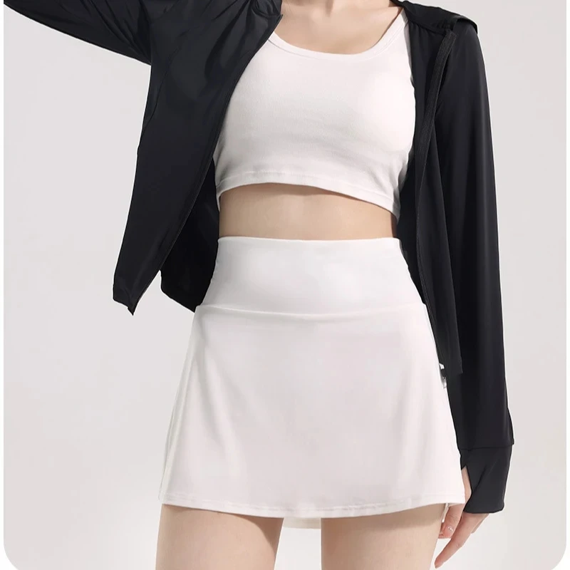 Women's Cooling Ice Silk Athletic Skort - Quick Dry, Tummy Control, Side Pockets - Perfect for Yoga & Tennis