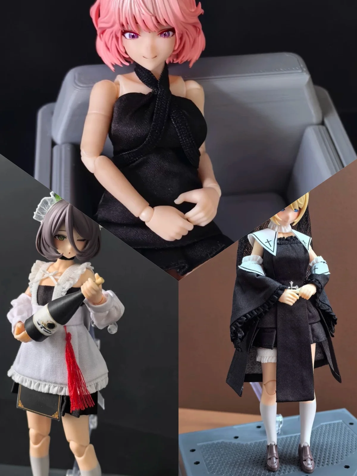 

【Clothing Only】1/12 Scale Female Soldier Clothing Accessories Tube Dress Maid Outfit Coordinated Outfit Fit 6''Action Body Toys