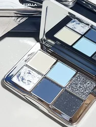 Shedella 6 Color Eyeshadow Platte Portable Shimmer Matte Pearlescent Blue Green Eye Shadow Purple  Cool Snow Iceberg Natural