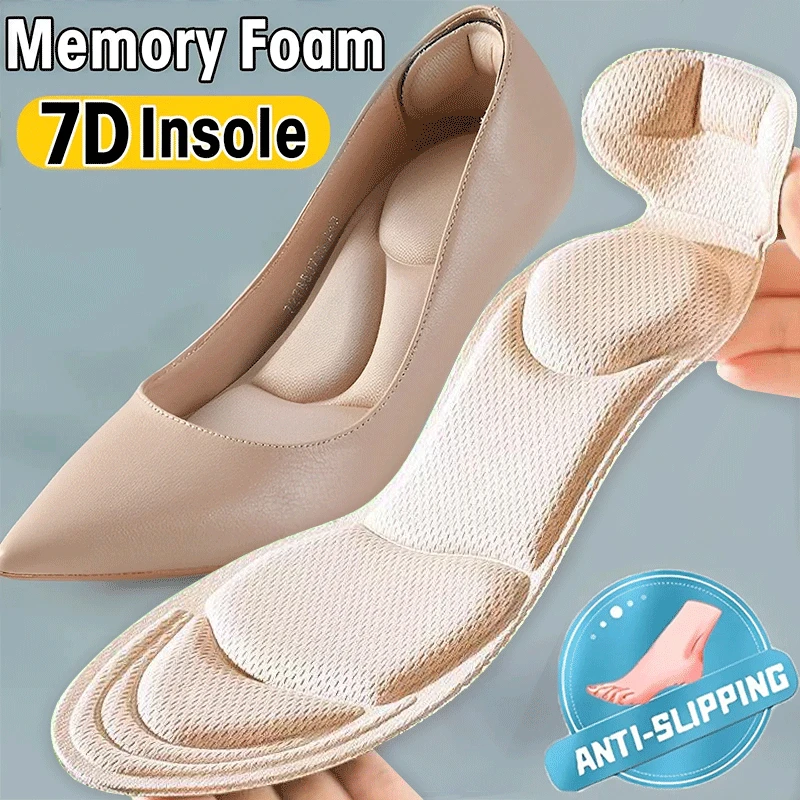 7D Soft Memory Foam Insole Pad Inserts Heel Post Back Breathable Anti-slip for Women High Heel Shoe Shoe Arch Support Insoles