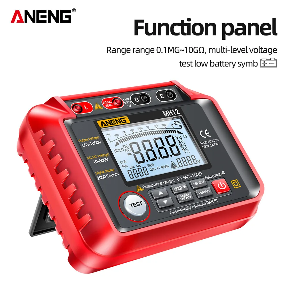 ANENG MH12 Insulation Earth Resistance Tester Digital Meter High Precision Digital Insulation Resistance Meter Voltage Meter