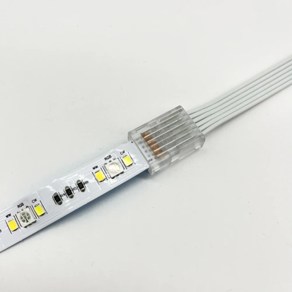 5 개/몫 12mm 6 핀 L 모양 T 모양 무료 납땜 와이어 터미널 커넥터 RGBCCT 5in1 RGBCW LED 스트립 라이트 6 핀 커넥터