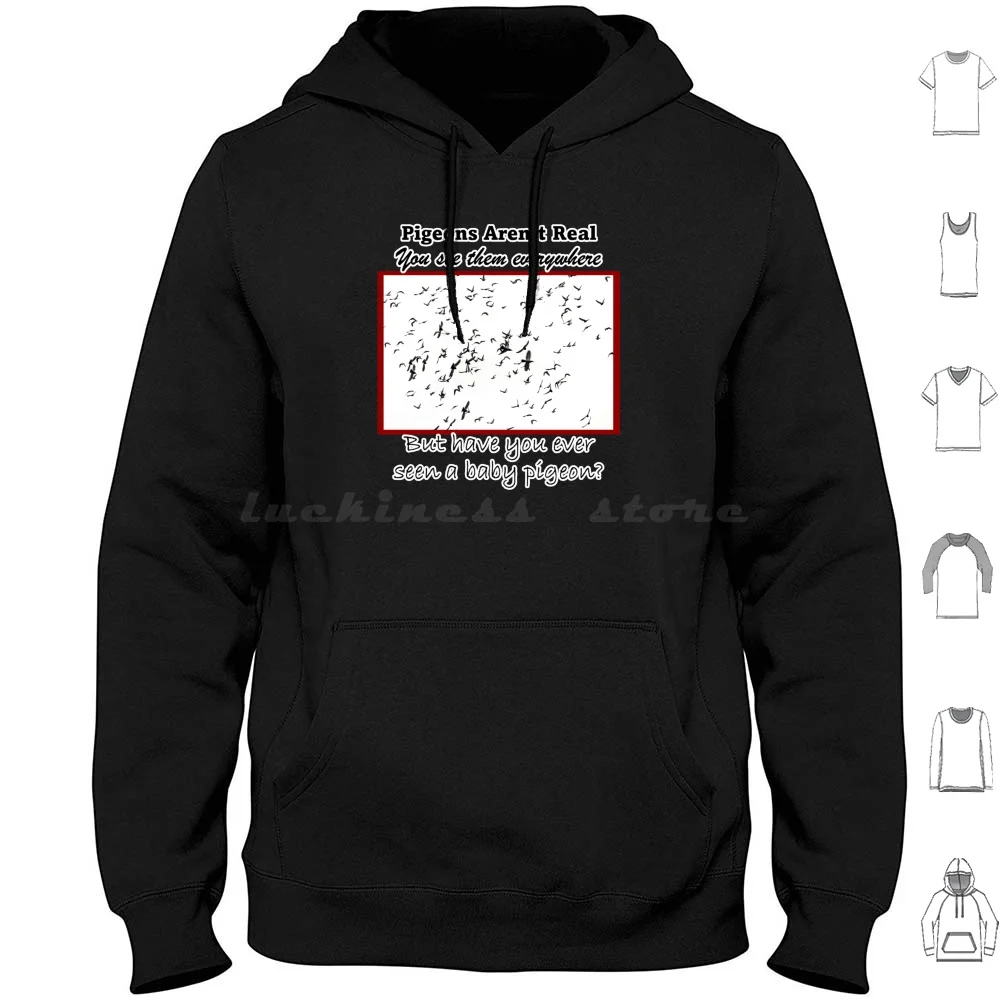 Pigeons Aren't Real Hoodie Cotton Long Sleeve Birds Meme Bird Funny The Birds Work For The