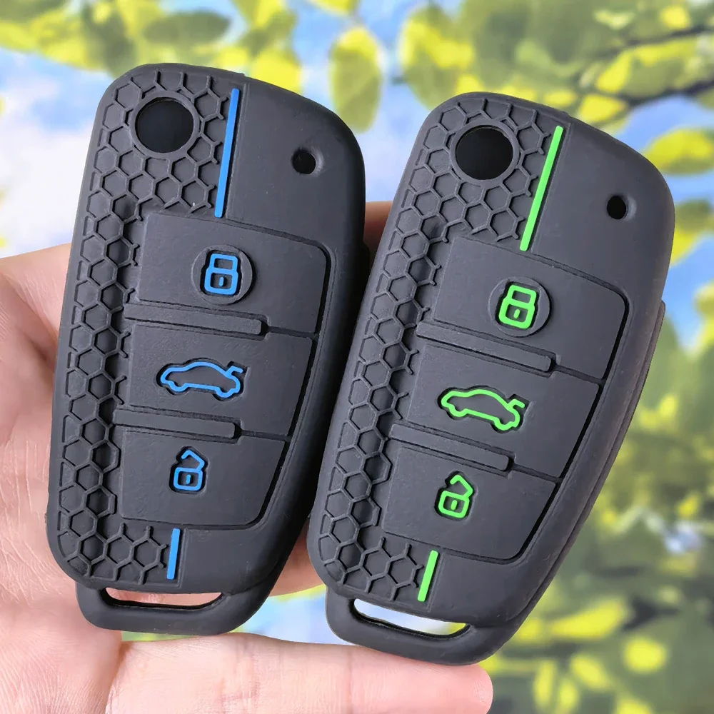 Flexible Honeycomb Texture Silicone Key Holder Jacket Shell for Audi A4 B7 A6 C6 A3 8p 8v A1 Remote Key Protector Accessories