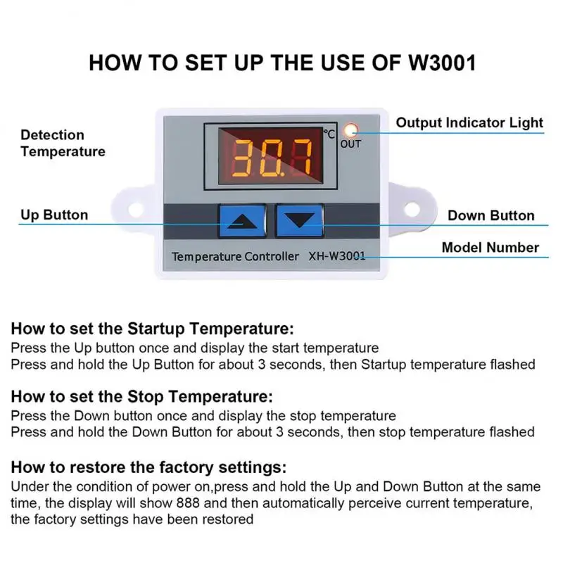 XH-W3001 W3002 Digital Control Temperature Microcomputer Thermostat Switch Thermoregulator AC110-220V Regulator Humidity Sensor