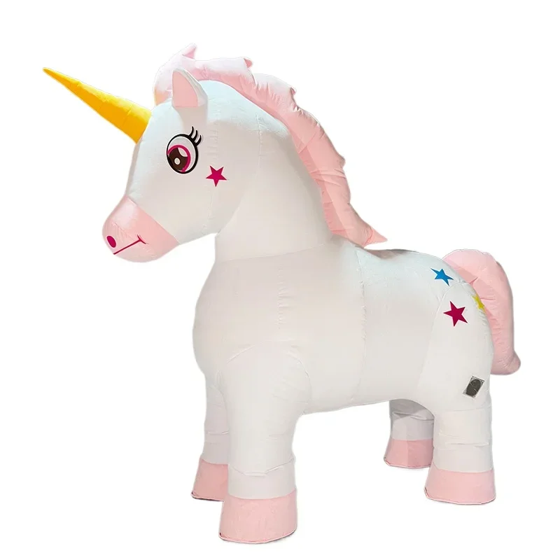 

Inflatable Unicorn Mascot Costume Rainbow Horse Fancy Outfits Inflated Garment for Parade Birthdays Adult Animal Halloween Party