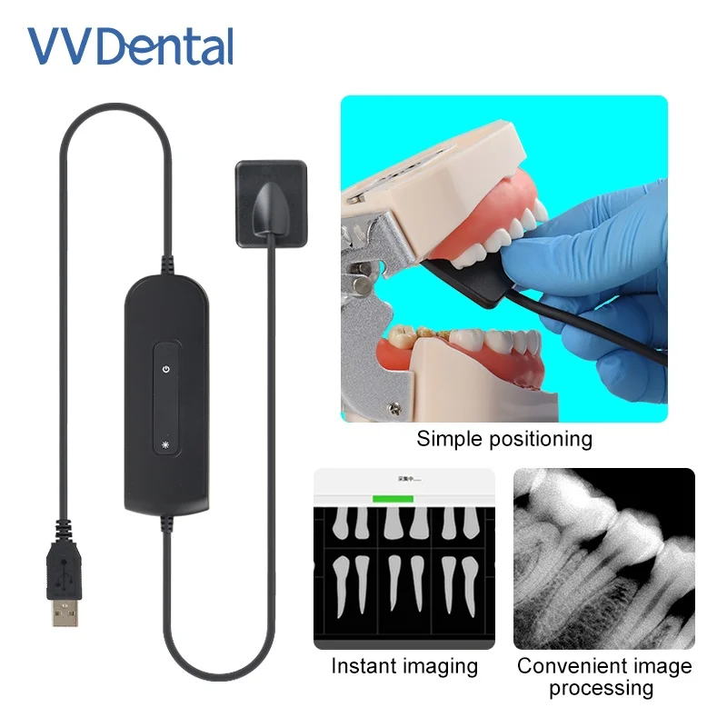 HD Dental RVG X-Ray Sensor USB Digital Intraoral Imaging Oral Radiography Sensor with Positioning Holder Kit for Dental Clinic