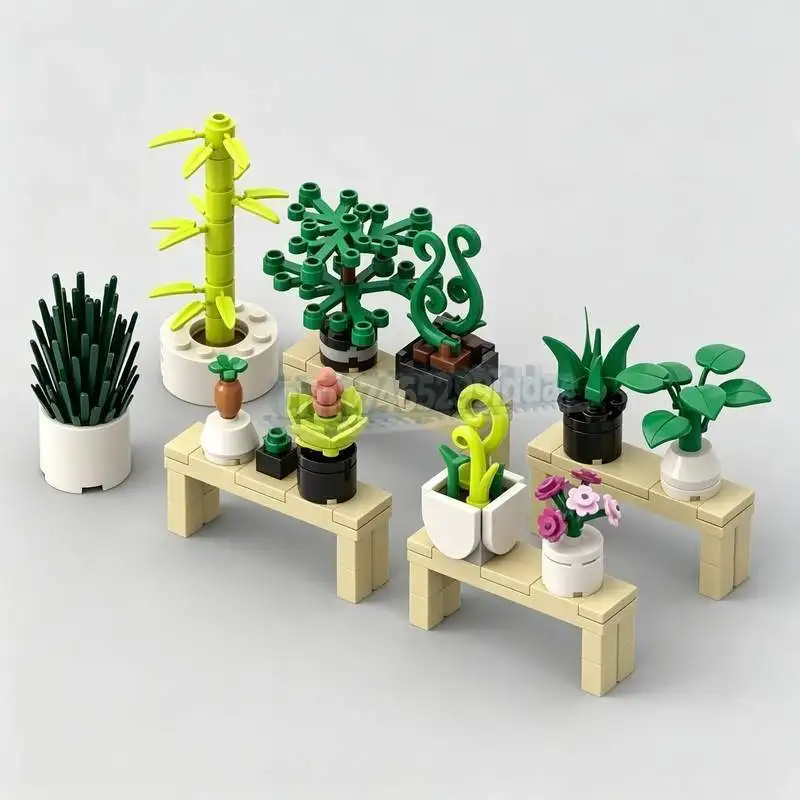 147PCS Plants And Flowers Garden MOC Custom Puzzle Building Block DIY Assembly Creative Botanical Model Toy Home Decoration Gift