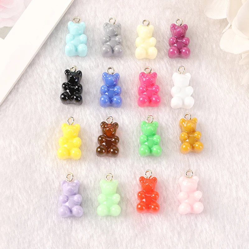 20Pcs Resin Gummy Bear Charms Flatback  Necklace Keychain Pendant DIY Making