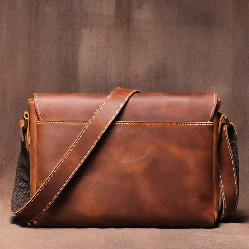 GURO-Bolsa de ombro de couro genuíno masculina, aba vintage, couro de vaca, bolsa mensageiro, bolsa tiracolo casual diária, alta qualidade