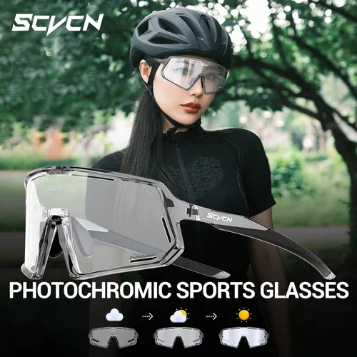 Imagen 1 del producto SCVCN-gafas de sol fotocromáticas para ciclismo, lentes de visión amplia para bicicleta de montaña y carretera, UV400, para deportes al aire libre, conducción