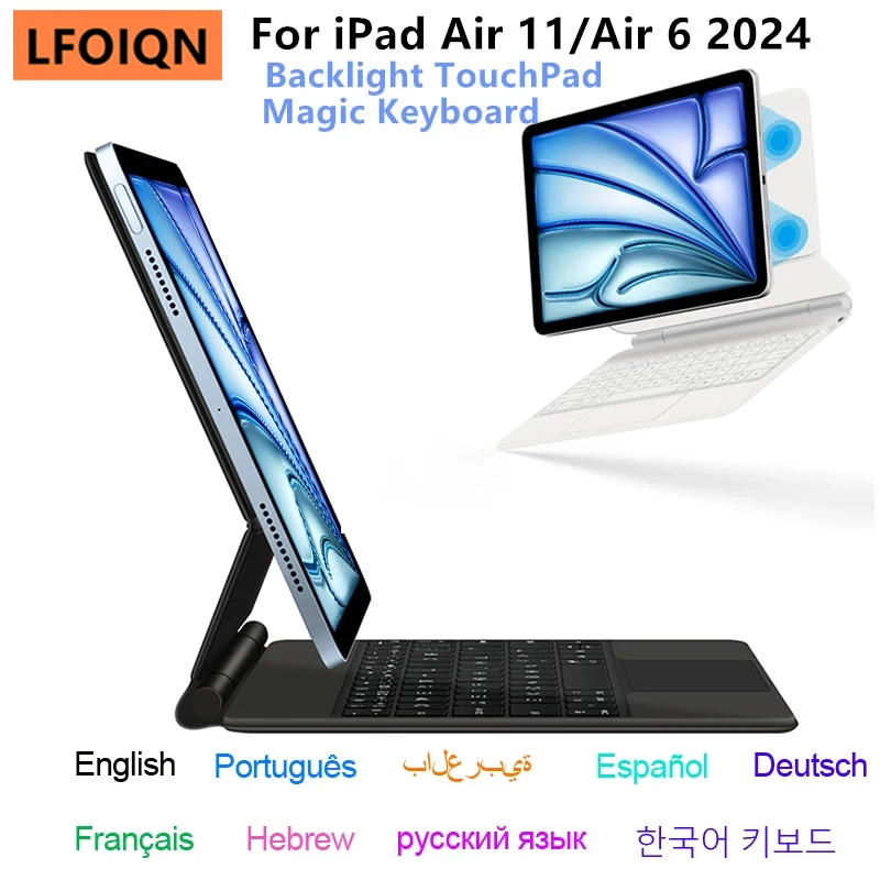 

Folio Magic Keyboard For New iPad Air 11 2024 Air 6th Gen 11" Smart Case Portuguese Spanish Hebrew Arabic German keyboard cover