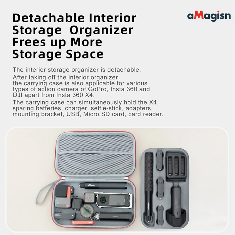 BAAD AMAGISN ل Insta360 X4 صندوق تخزين ل Insta360 X4 حماية واقية حقيبة للتخزين عمل ملحقات الكاميرا