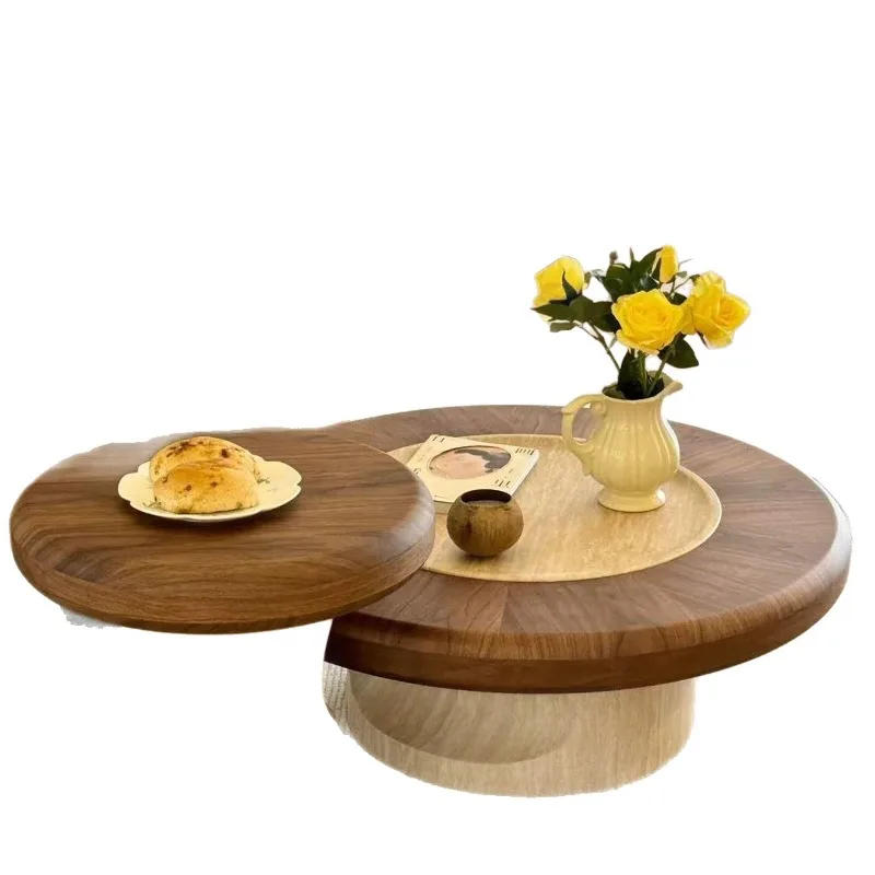 

Textured coffee table living room home round medieval style solid wood light luxury high-end side table combination