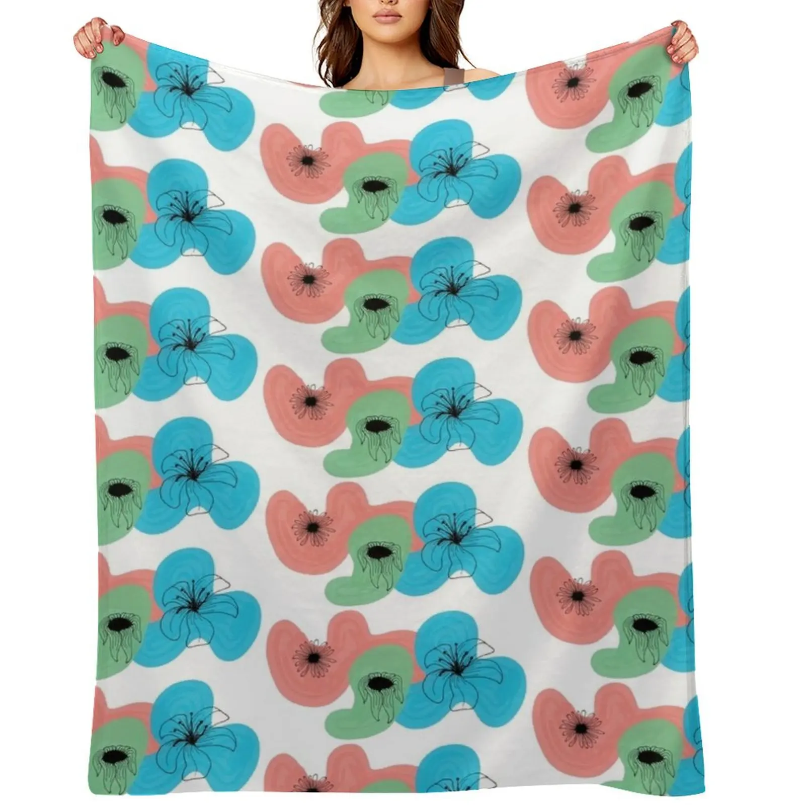 

Power Puff Flowers Throw Blanket Personalized Gift Quilt Furrys Flannel Blankets