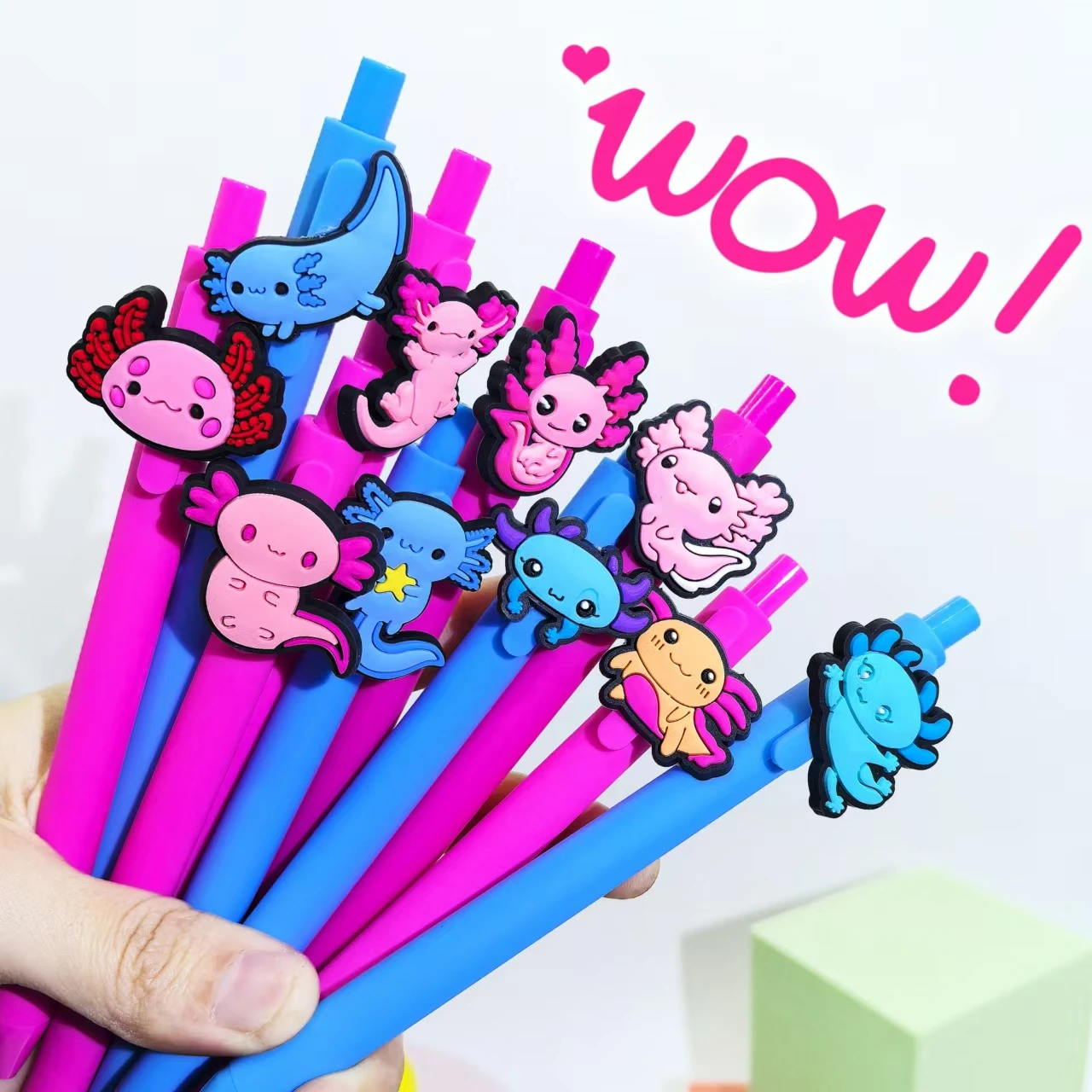 10 قطع قلم حبر جاف على شكل سلمندر، قلم كتابة سلمندر لطيف، قلم حبر جاف سلمندر، نمط عشوائي #2