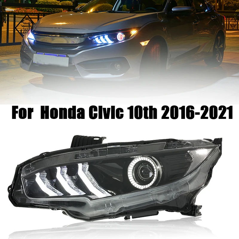 Car styling Head lamp Assembly for Honda Civic 10th LED headlight 2016-2021 LED Head light with Dynamic turn signal Auto lights