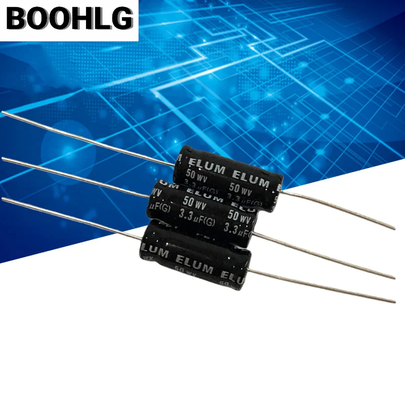 10PCS 3.3uF Audio Frequency crossover Horizontal Axial Non-Polar Aluminum Electrolytic Capacitor 50V 3.3uF 6X16