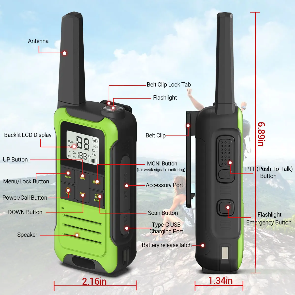 2szt Baofeng F22 Mini Walkie Talkie PMR FRS Radio Komunikacyjne Profesjonalne Walkie Talkie Ham Radio Transceiver Dla Restauracji