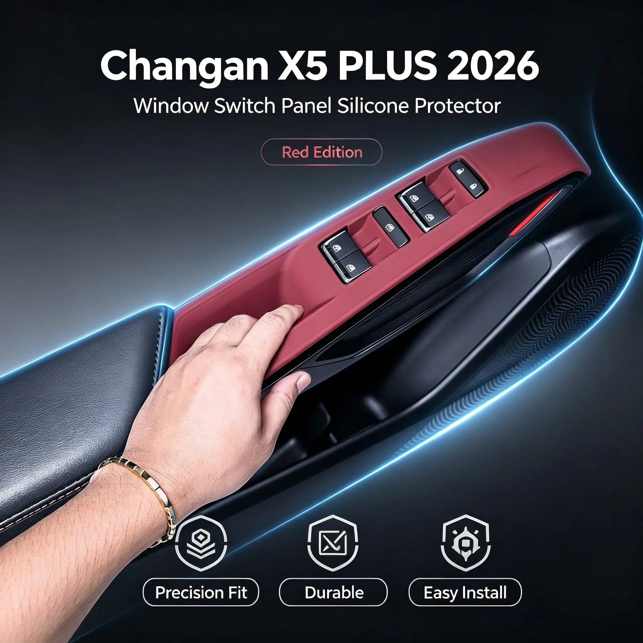 Custom Fit Window Switch Silicone Mat For Changan X5 PLUS 2026 Anti-Slip Door Panel Button Protective Pad Accessories
