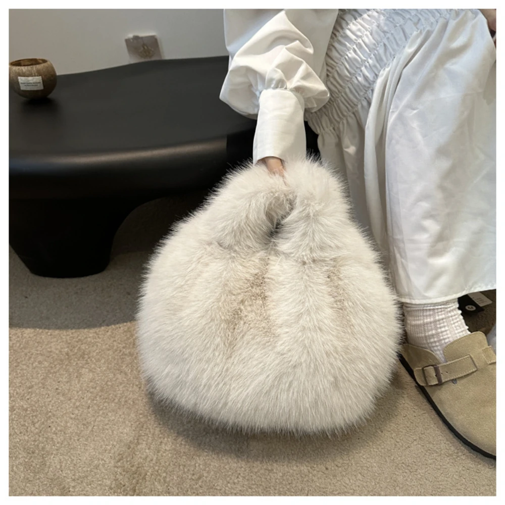 Fashion Fluffy Faux Fur Ladies Handbag Soft Plush Female Evening Clutch Purse Handbags Women's Small Tote Versatile Winter Purse