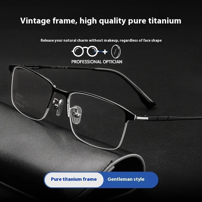 

DIKELANG New Ultra-light Pure Titanium Men's Glasses Frame Business Frames High Degree Myopia Glasses Men's and Women's Models
