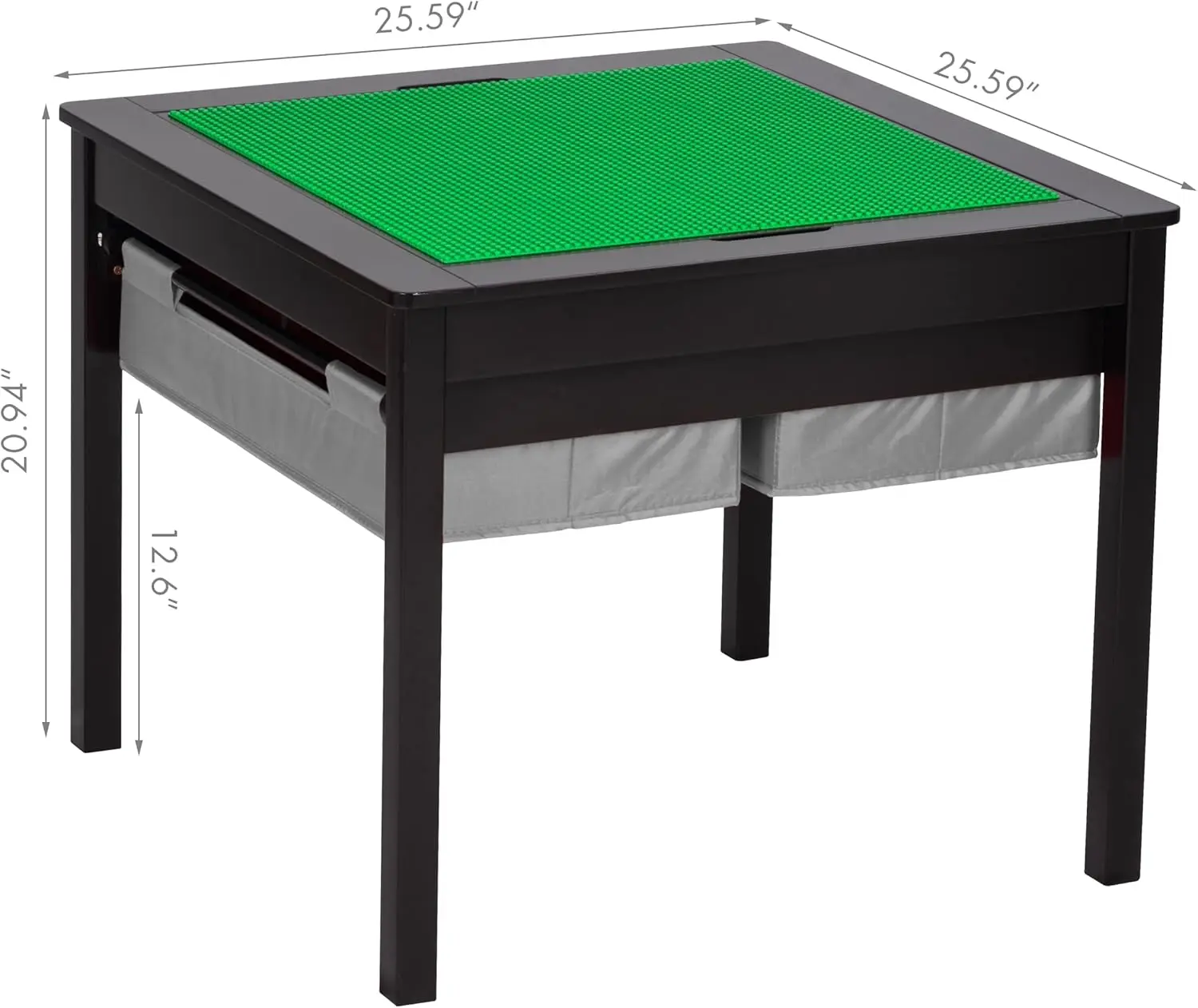 

2 in 1 Kids Construction Play Table with Storage Drawers and Built in Plate (Espresso with Grey )