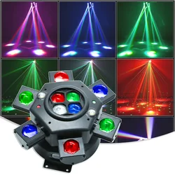 LED 6 Arms 10x10w RGBW Moving Head Laser Stage Lighting Party DJ Strobe Sound Activated DMX 512 Disco Music Club Projector Lamp