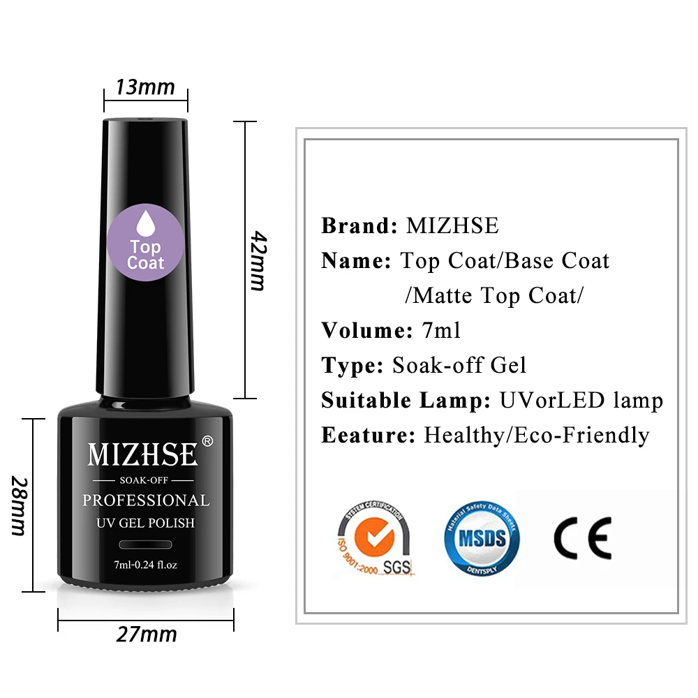 Mizhse เคลือบด้านเจลทาเล็บเจลเคลือบเงายาเคลือบเล็บเคลือบเงาแวววาวไม่มีสีเจลทาเล็บ18มล. เคลือบด้านด้วยเพชร