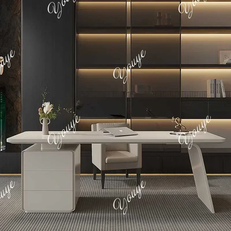 

SsL-J White Storage Office Desk Height Bedroom Luxury Gaming Computer Office Desk Study Wooden Home Escritorio Oficina Furniture