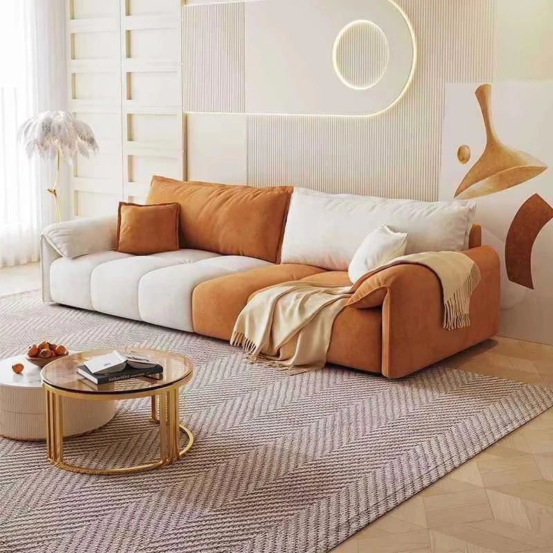 Modern simple flannel fabric living room sofa set