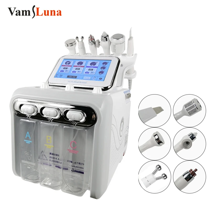 Hydrogen Oxygen Small Bubble Machine, 6 in 1 Hydro Dermabrasion Clean Facial Skin Care Water Jet Peel Hydrofacial Machine