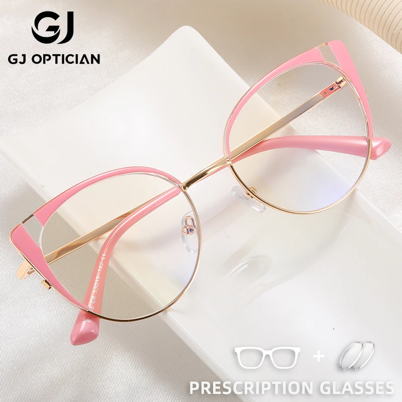 

GJ OPTICIAN Fashionable Dopamine Plastic Titanium Optical Prescription Glasses Anti Blue Light Refreshing Women Myopia Glasses