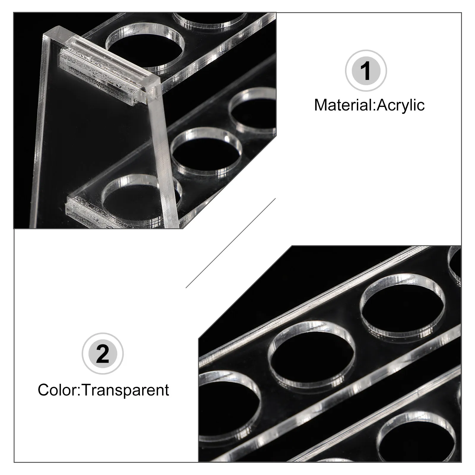 2Pcs Test Tube Rack Acrylic Clear Centrifuge Tube Stand Experiment Lab Organizer Laboratory Glassware Holder Stable Non-Tilt view 4