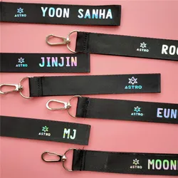 ASTRO Laser Reflective Colorful Name Bar Phone Rope Keychian EUNWOO MOONBIN Pendant Pendant Accessories For Fan Gift Collectible