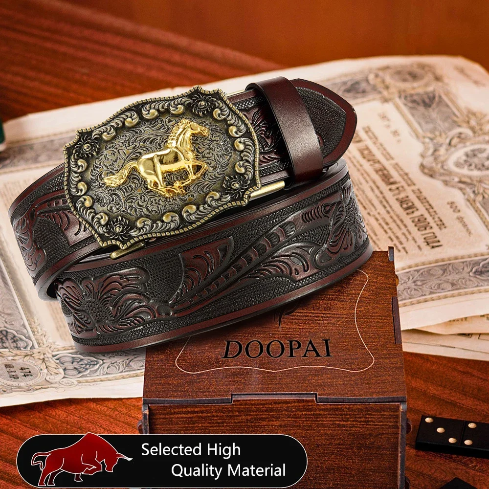 Herren Vintage Western Windgürtel PU-Ledergürtel Hauptkörper Metallschnalle Hochwertiger Herrengürtel – Detail 11