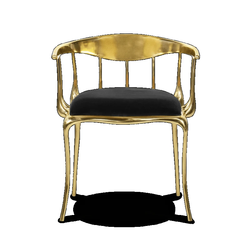 

Fashionable, light luxury, handmade all-copper metal, electroplated gold, armchair, dining chair, personality, retro study