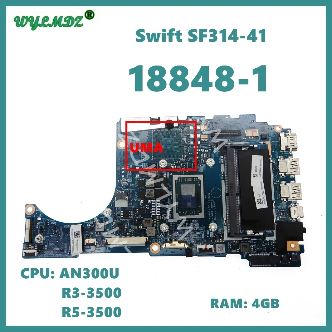 18848-1 With AN300U R3-3200 R5-3500 CPU 4GB-RAM Laptop Motherboard For Acer Swift 3 SF314-41 SF314-41G Notebook Mainboard