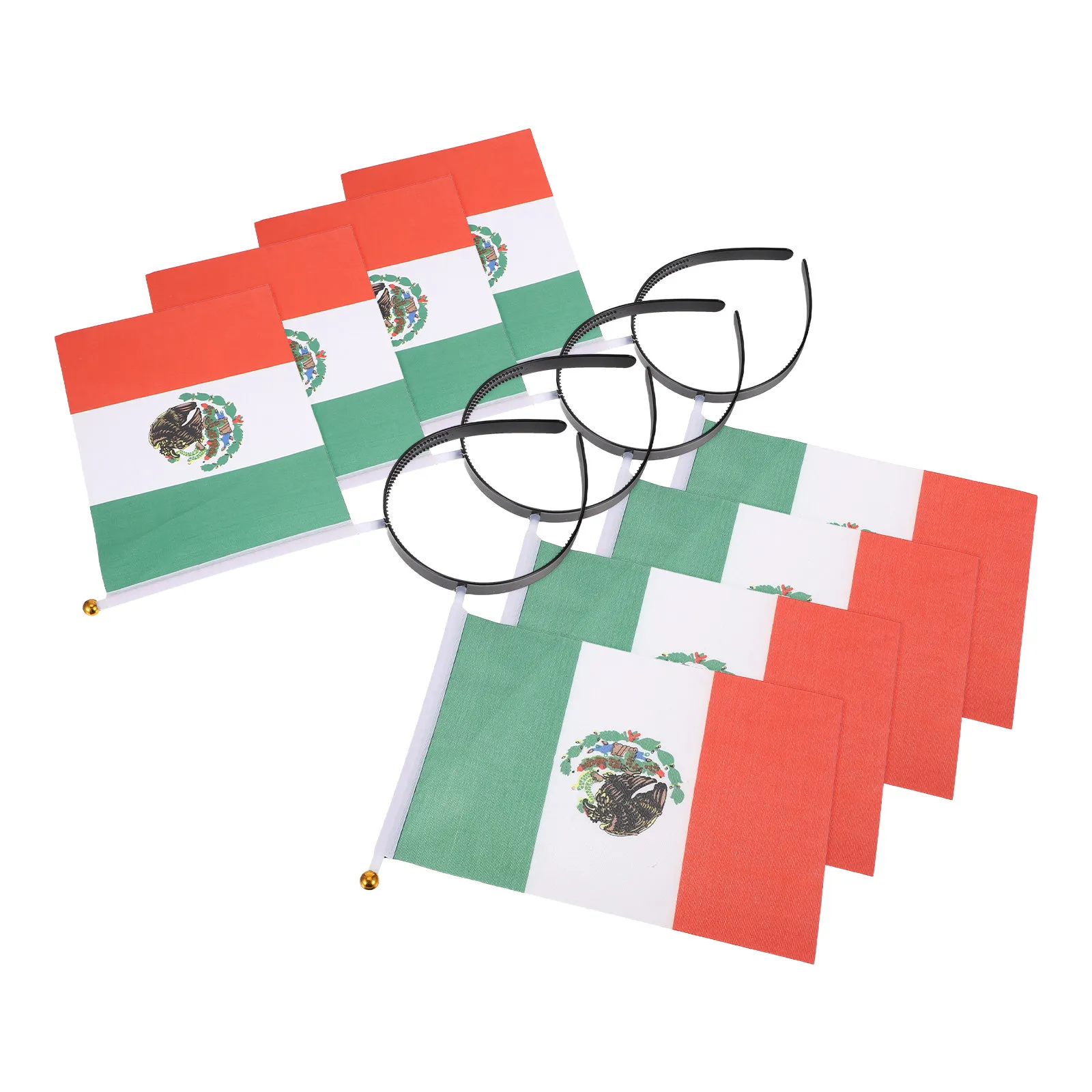 faixa-de-cabelo-com-bandeira-do-mexico-4-pecas--acessorio-de-carnaval-para-mulheres-fantasia-de-torcida-e-fas-de-esportes
