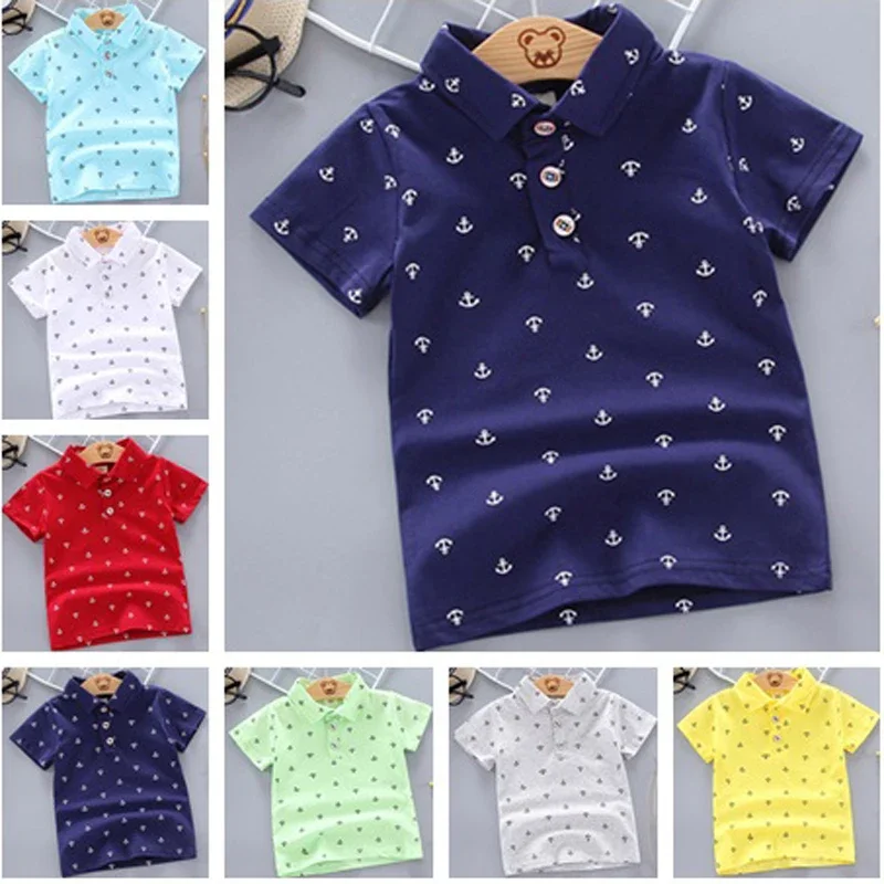 2024 Summer Baby Boys Shirts Short Sleeve Lapel Clothes for Girls Cotton Breathable Kids Tops Outwear 12M-5Y